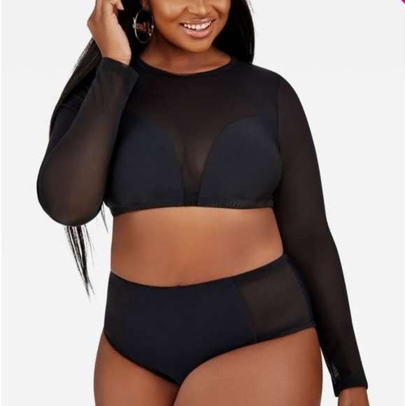 Ashley Stewart Other - Mesh long sleeve swim top